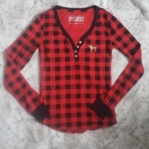 PINK  Victoria's Secret Buffalo Check Top